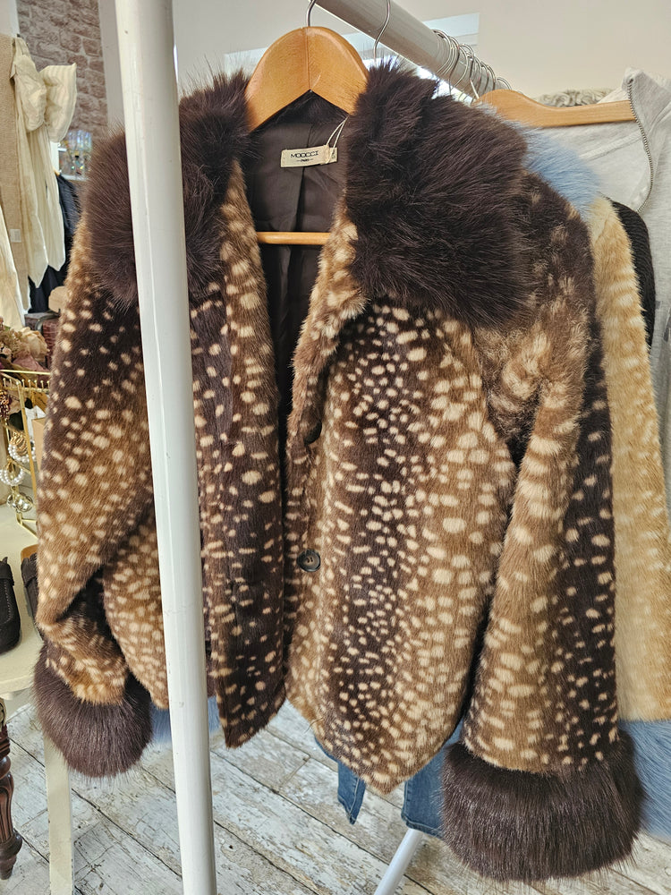 Bambi faux fur collar jacket in chocolaté