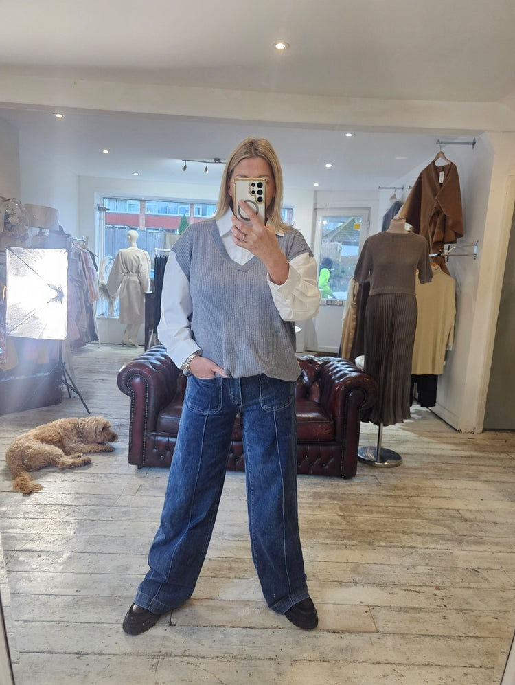 Seam Front Straight Leg Jeans