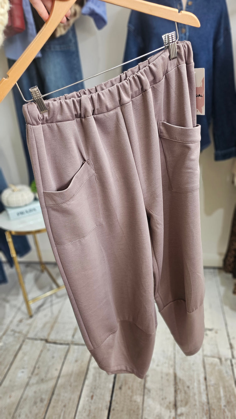 BRANDY TWO POCKET SOFT BARREL TROUSERS IN MOCHA