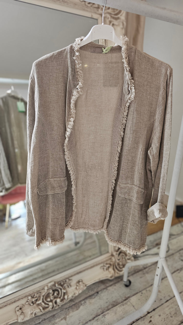 Two Pocket Linen blend Jacket in mocha