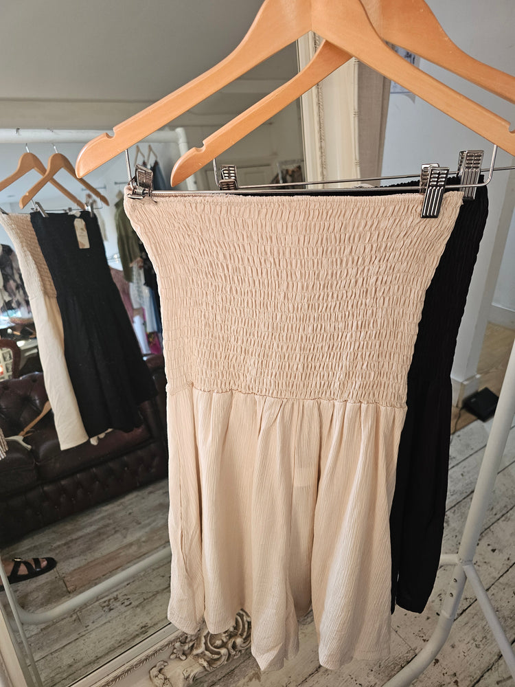 Brittney shirred bust playsuit in beige