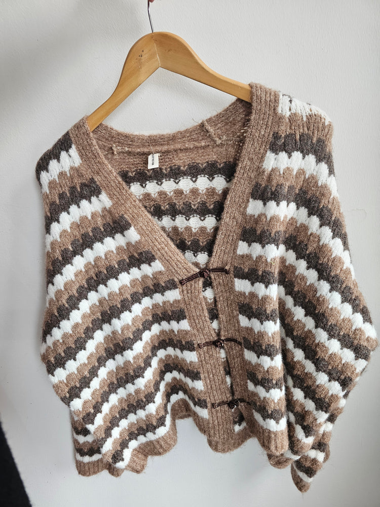 Jody Multicoloured button up knitted cardigan in mocha