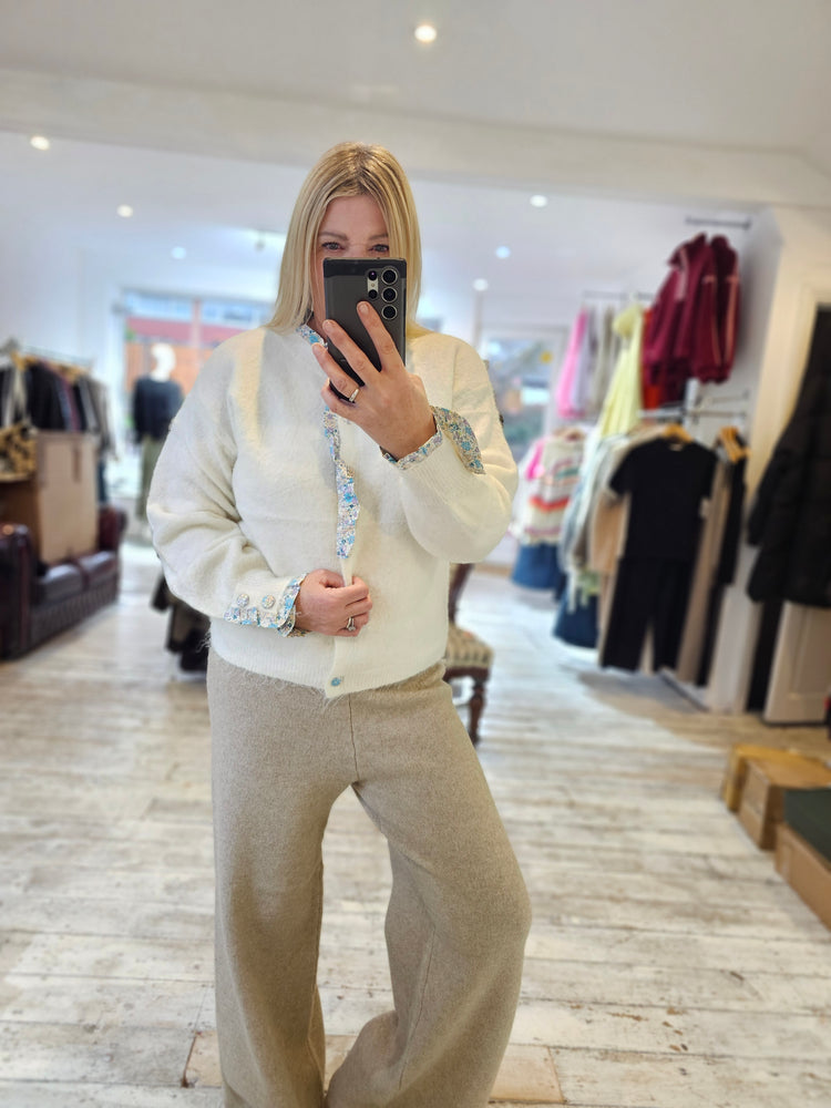 Arabella floral frill soft knit cardigan