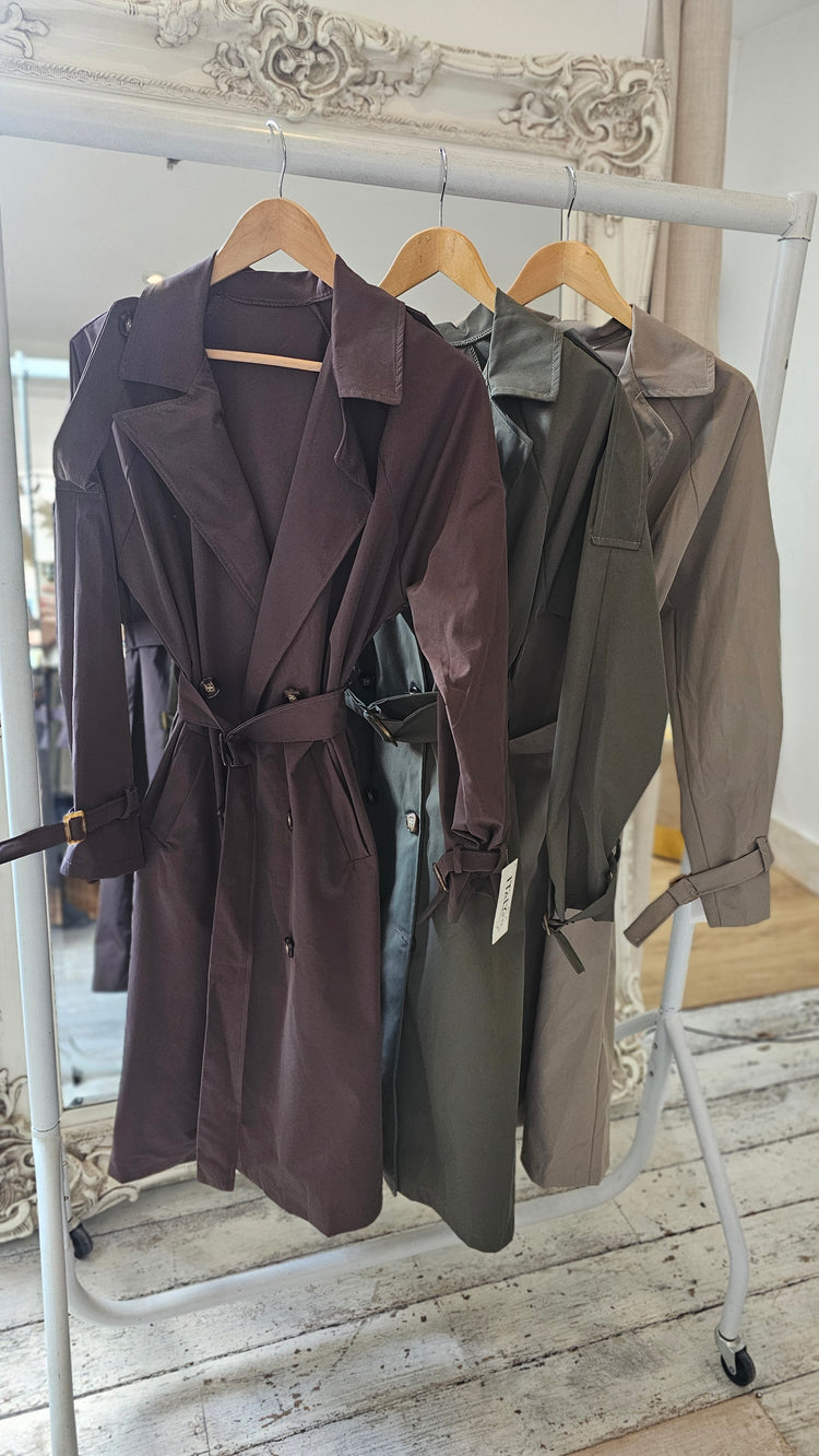Kate Midi Trench Coat in chocolate