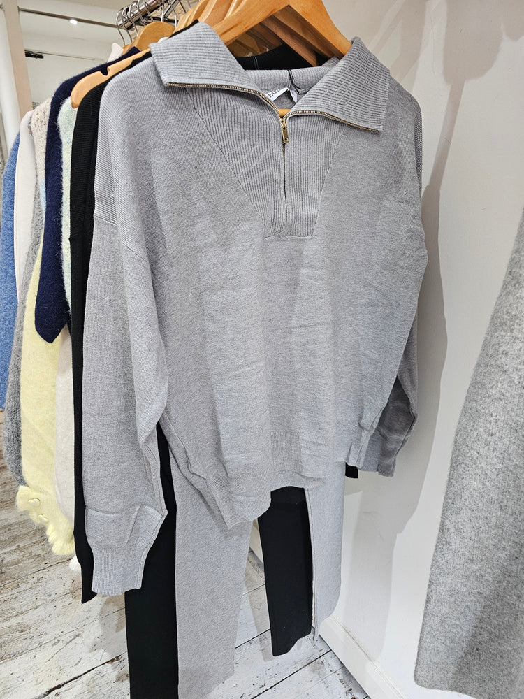 Demi quarter zip two piece set in grey