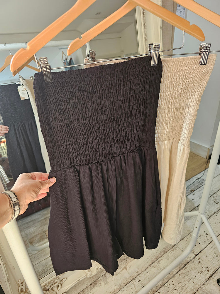Brittney shirred bust playsuit in black