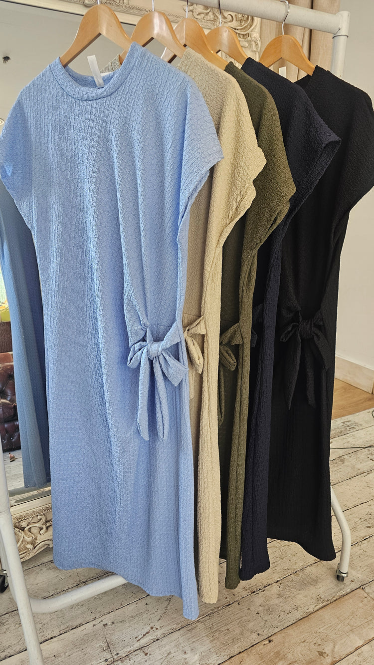 Khloe tie front midi dress in light blue