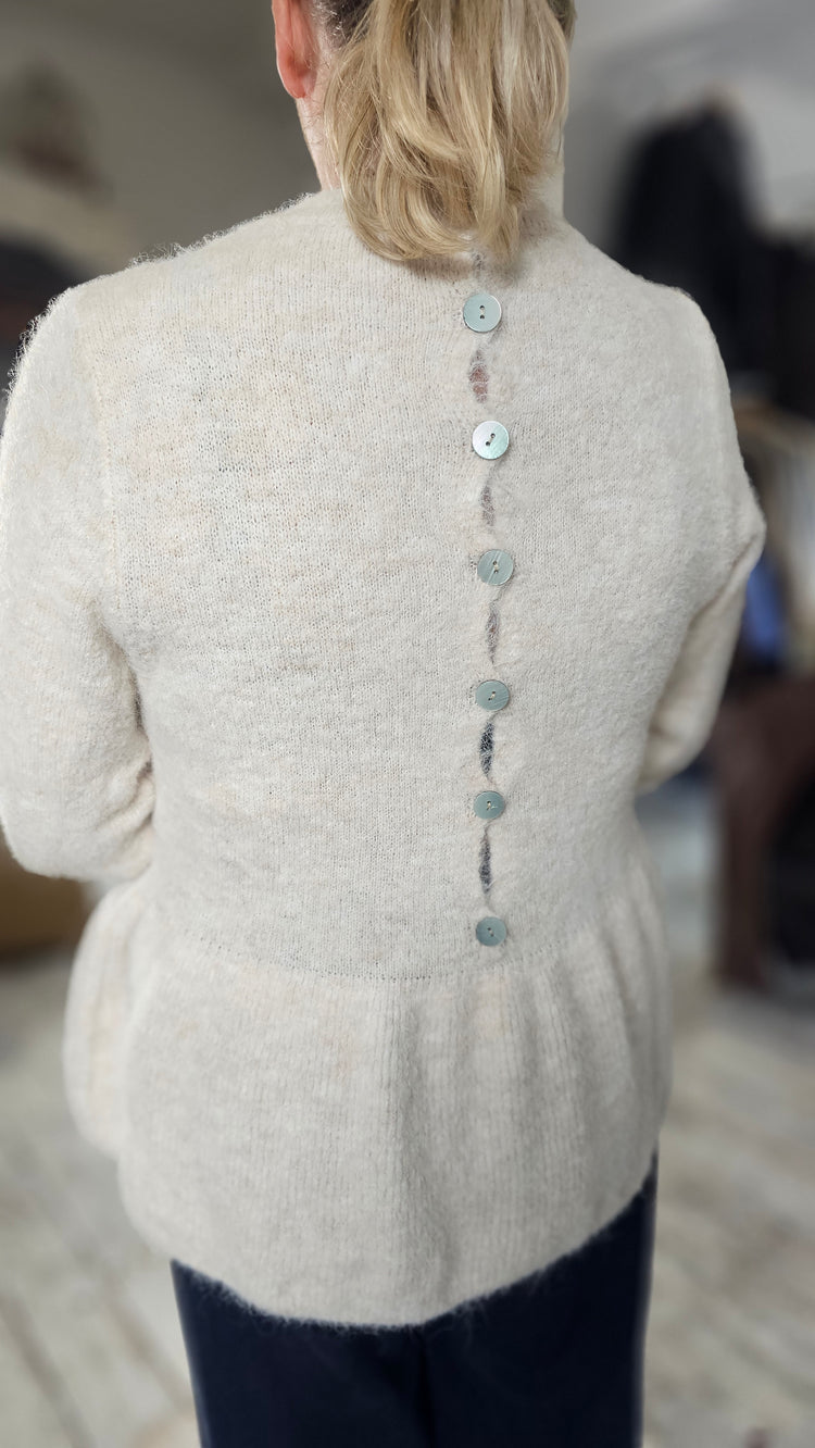 ESTER FRILL HEM KNIT JUMPER IN beige