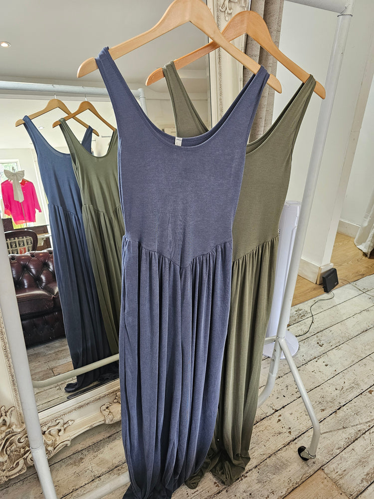 CASSIE SHAPED WAIST HAREM JUMPSUIT IN Petrol BLUE