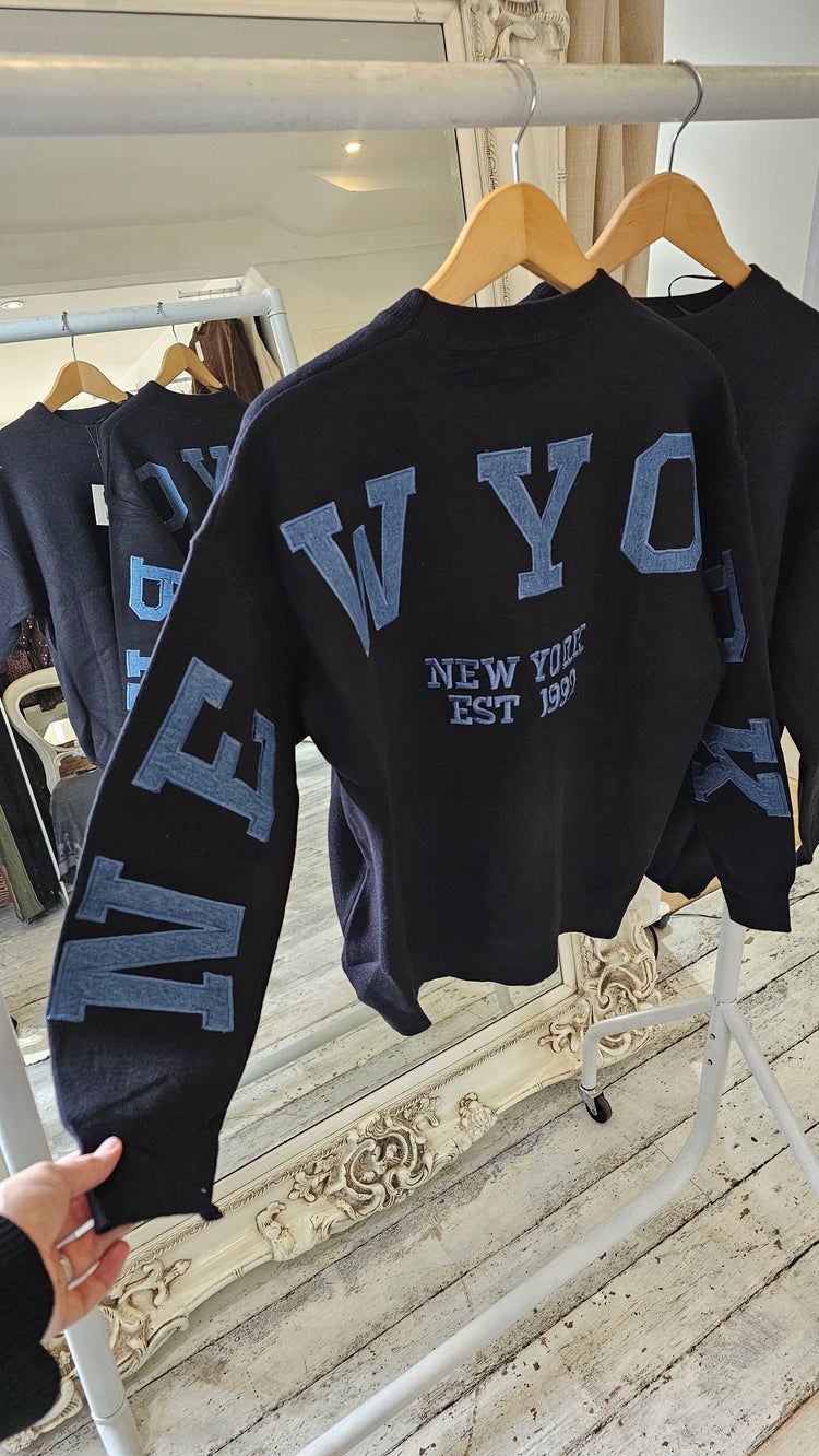NEW YORK CREW NECK FINE KNIT JUMPER