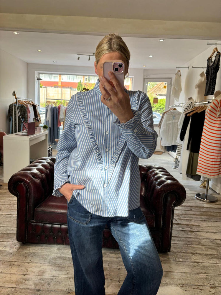 Stripe frill detail shirt