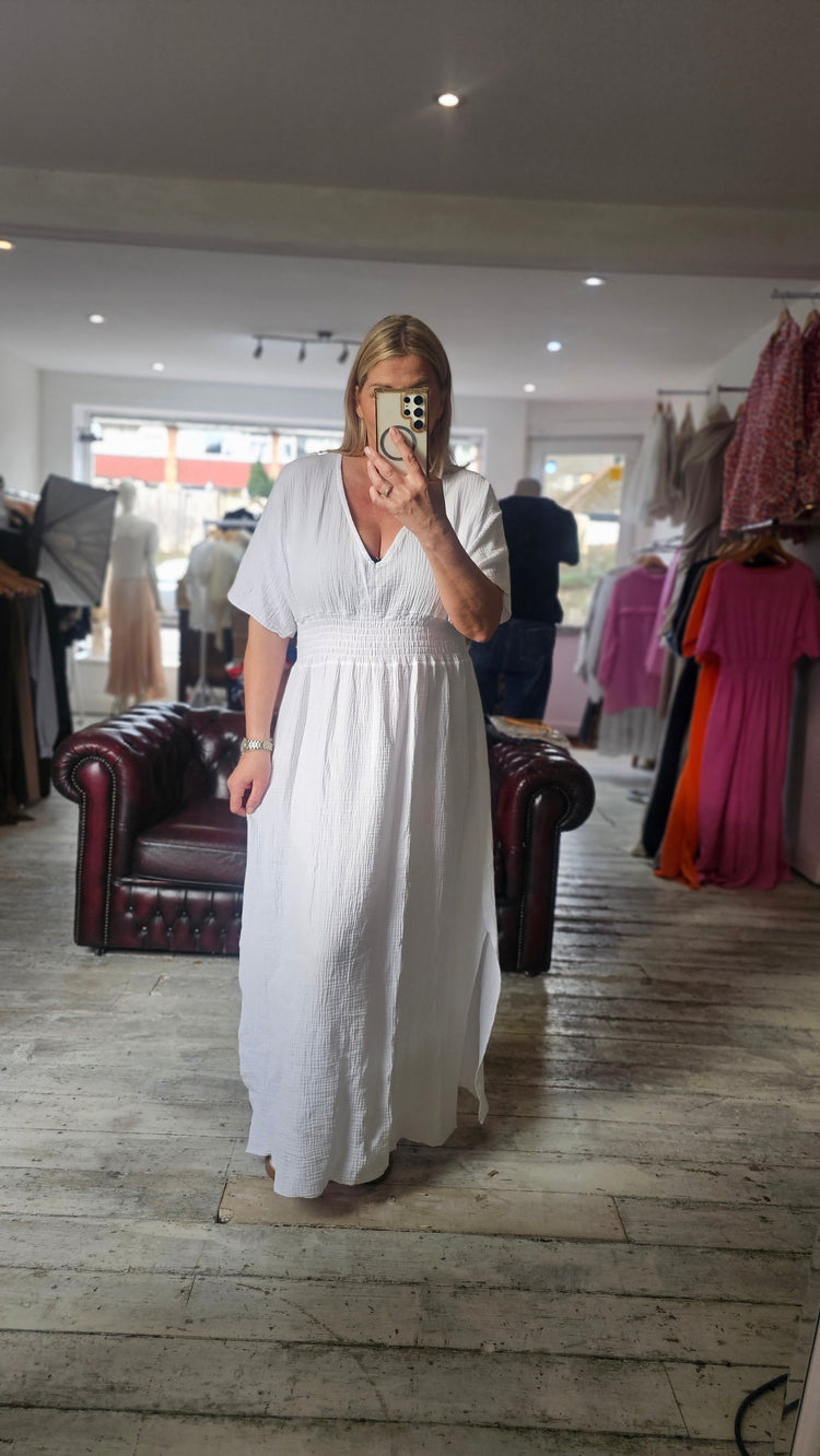LYDIA CHEESECLOTH MAXI DRESS IN WHITE