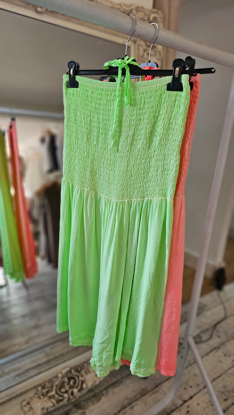 Lola Elasticated chest playsuit in neon green