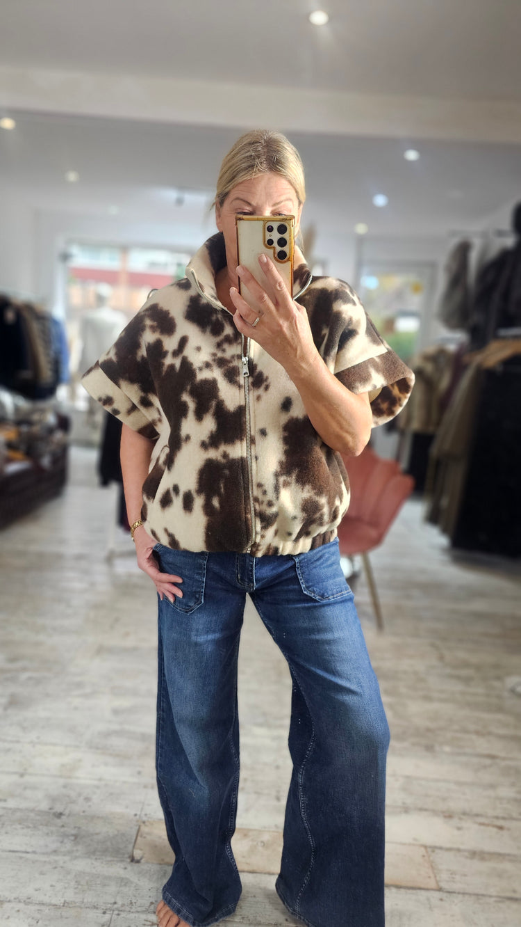 Matilda Cow Print short sleeve jacket