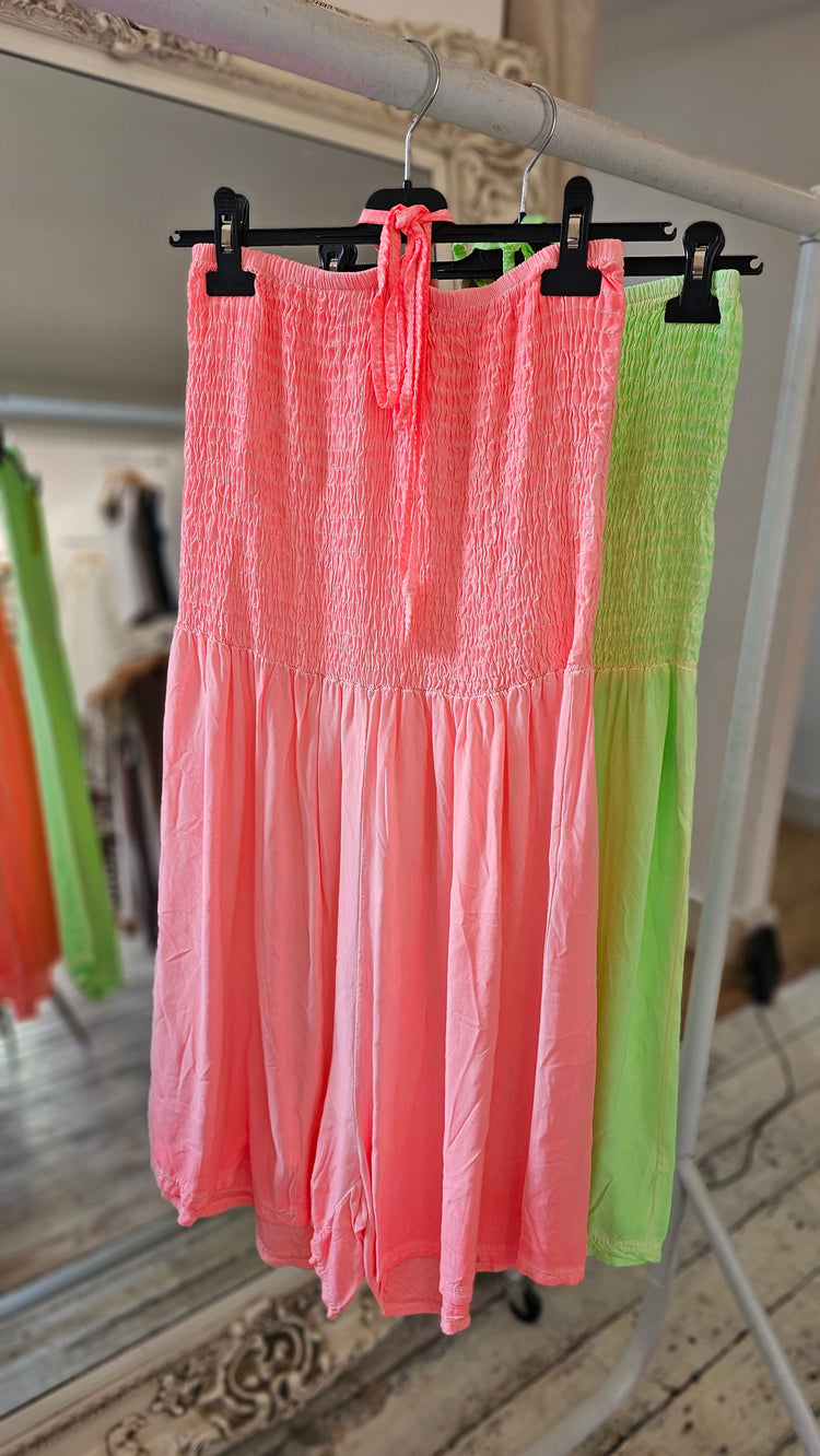 Lola Elasticated chest playsuit in coral