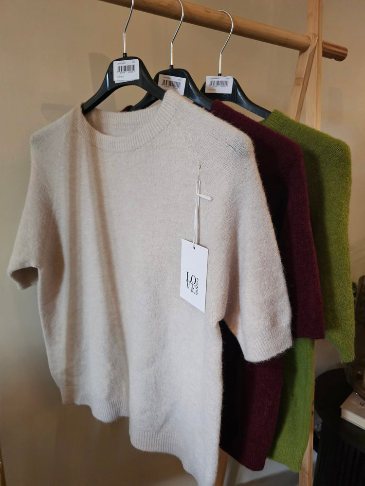 Esme supersoft short sleeve knit jumper in beige