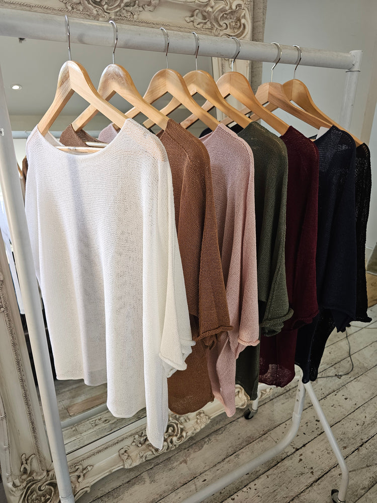Bonnie lightweight layering knit in white