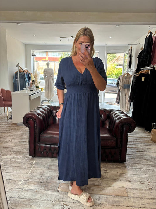 Lydia cheesecloth maxi dress in navy