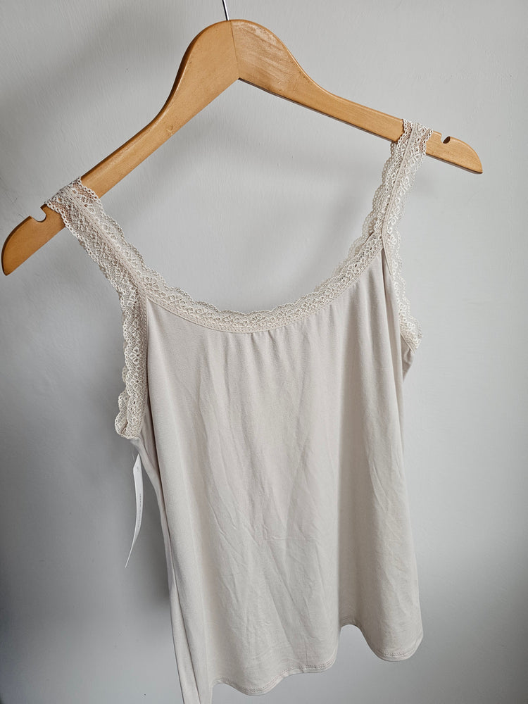 Lace trim camisole in beige