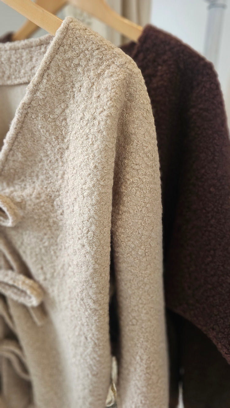 Mabel tie front cardigan in beige