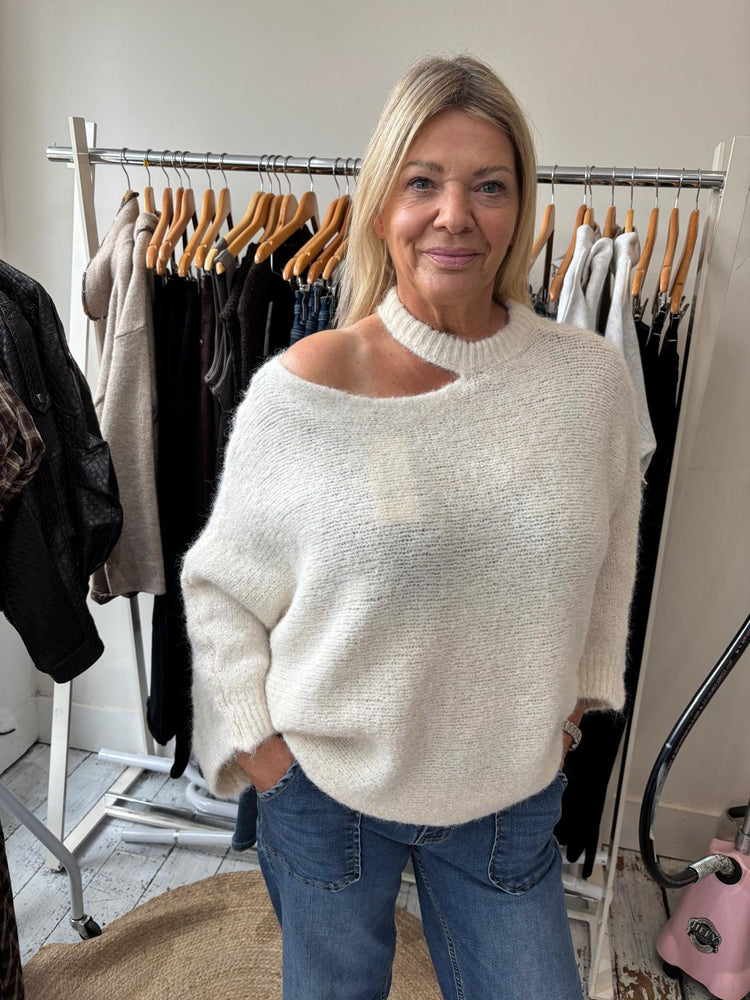 Abbey cut out knit jumper in beige
