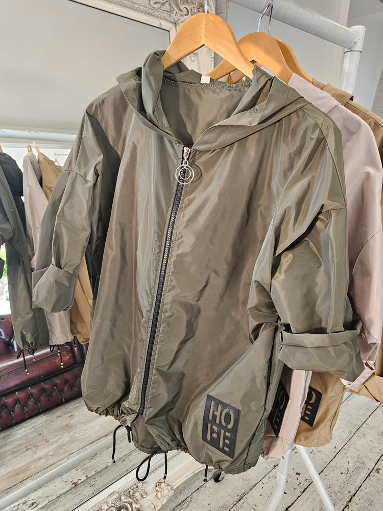 Bessie showerproof rain jacket in Khaki