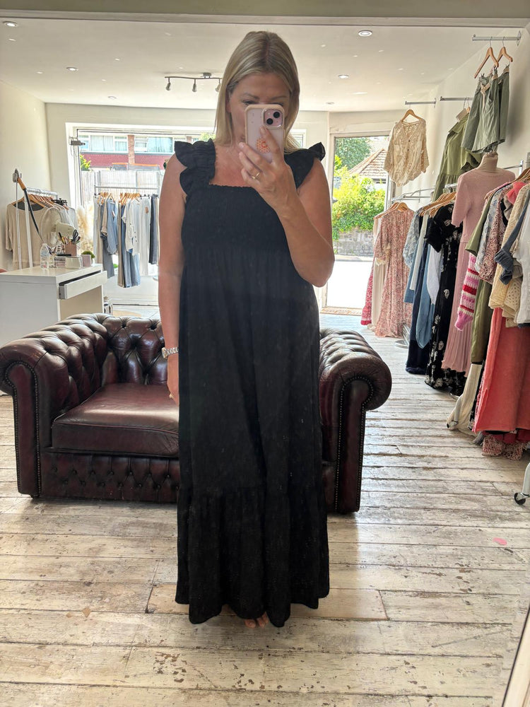 KYLE FRILL STRAP DRESS IN black