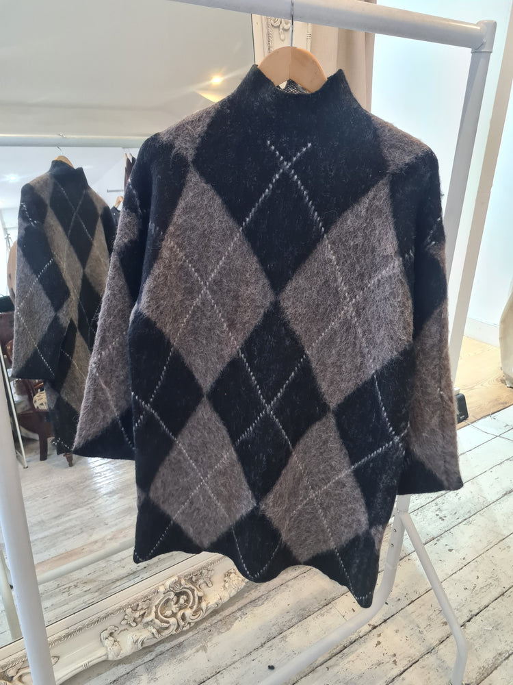 Argyle Turtle Neck Jumper Dress