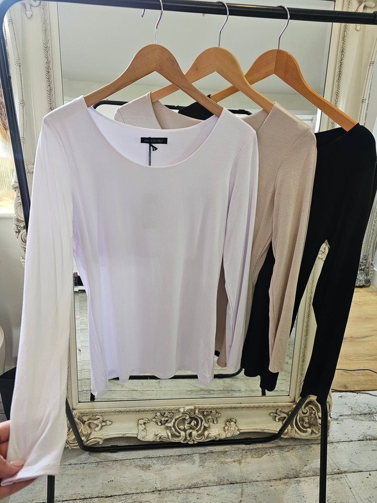 ZARA BASIC LONG SLEEVE TOP IN BEIGE
