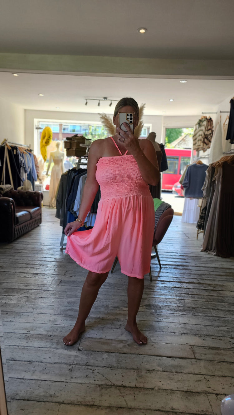 Lola Elasticated chest playsuit in coral