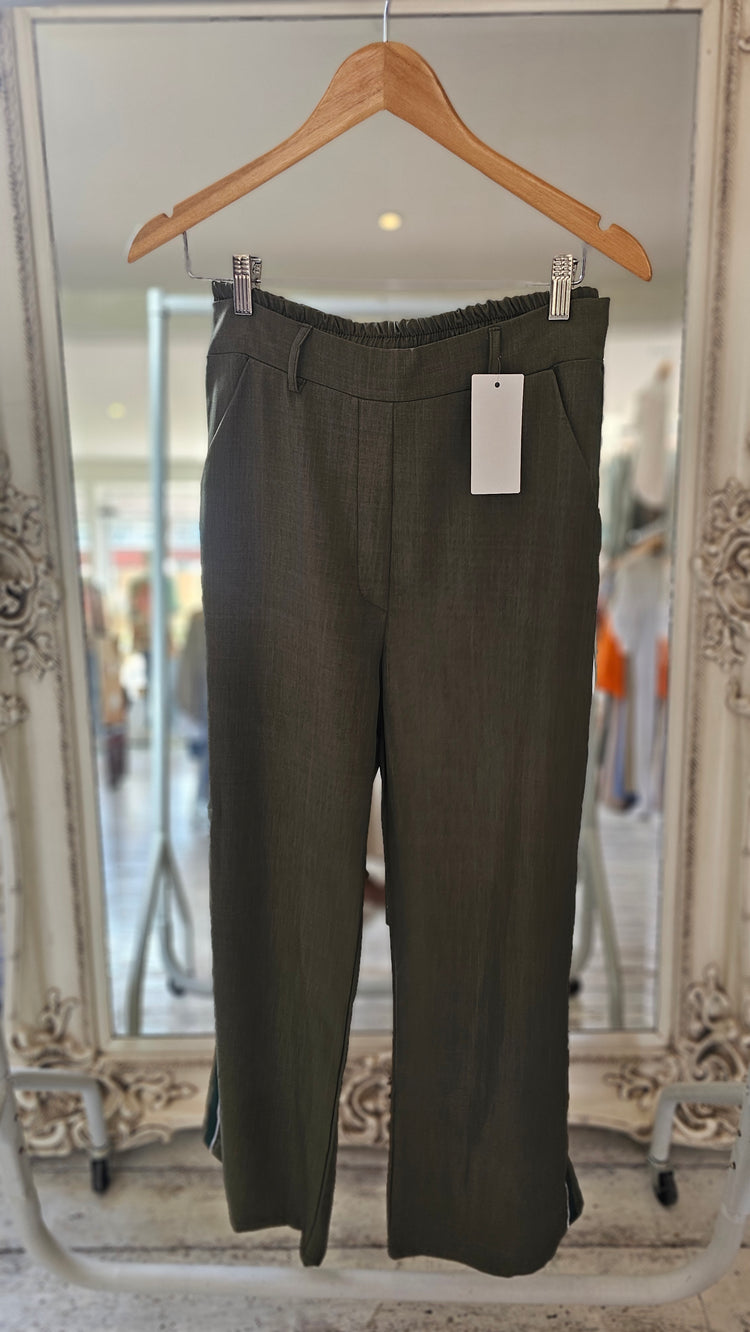 Stella Tailored stripe detail trousers in khaki