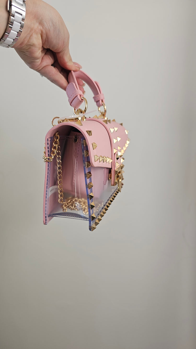Rock stud transparent bag in pink