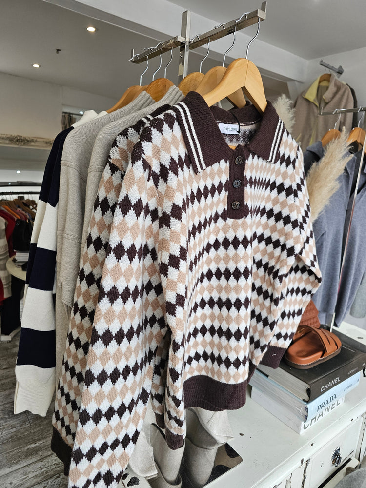 Brittney Collared Check Knit Jumper