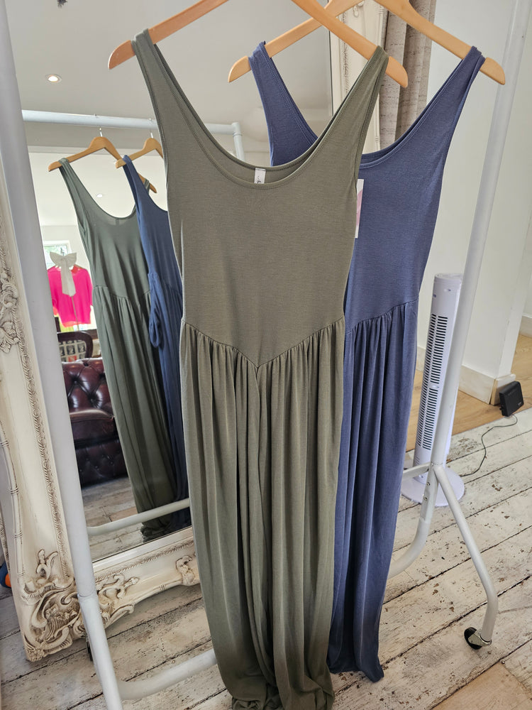 CASSIE SHAPED WAIST HAREM JUMPSUIT IN KHAKI