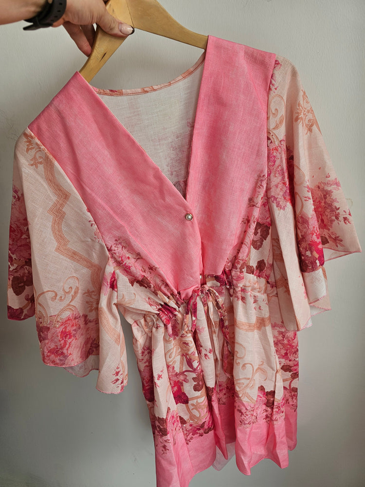 Nancy Tie Waist Playsuit in pink