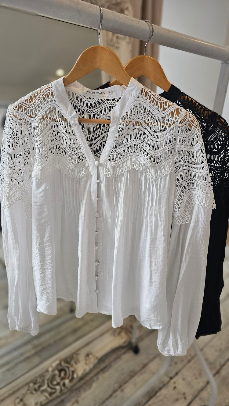 Victoria Lace Detail blouse in white