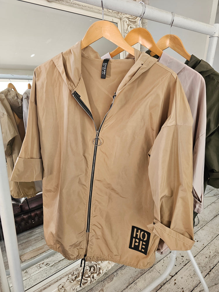 Bessie showerproof rain jacket in camel