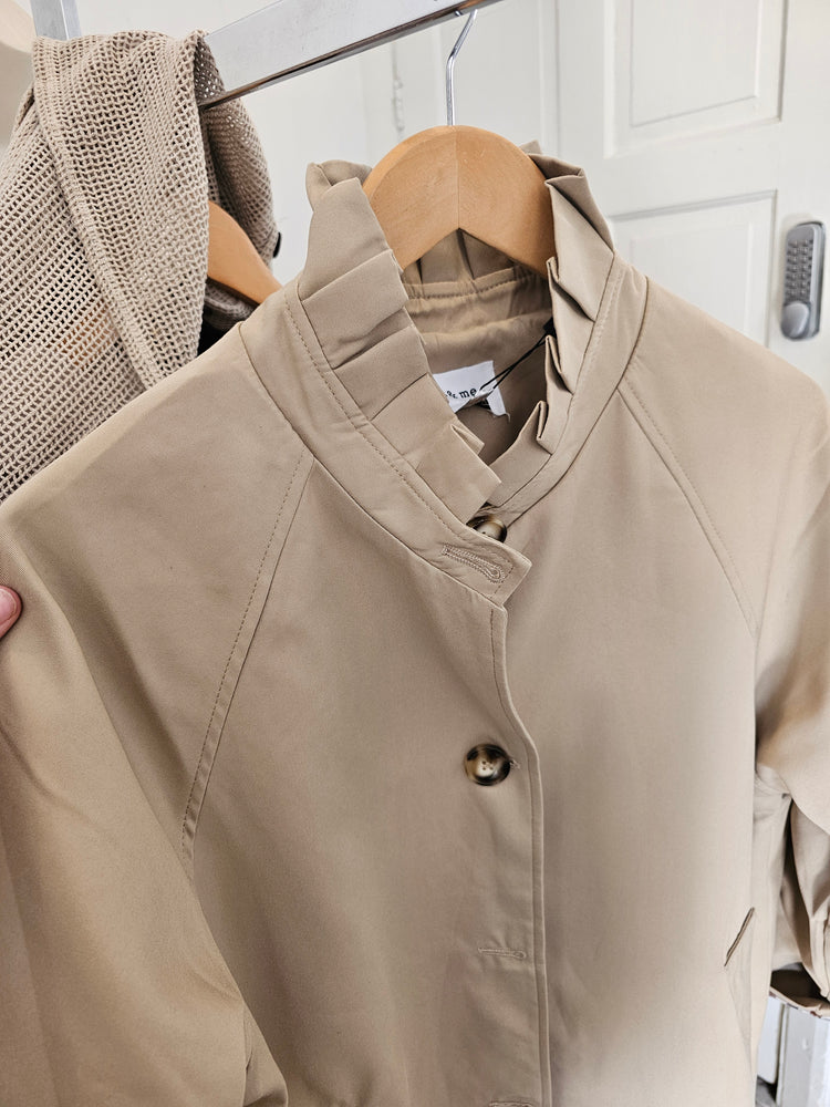 Kate Tuck Pleat Collar Trench Coat in camel