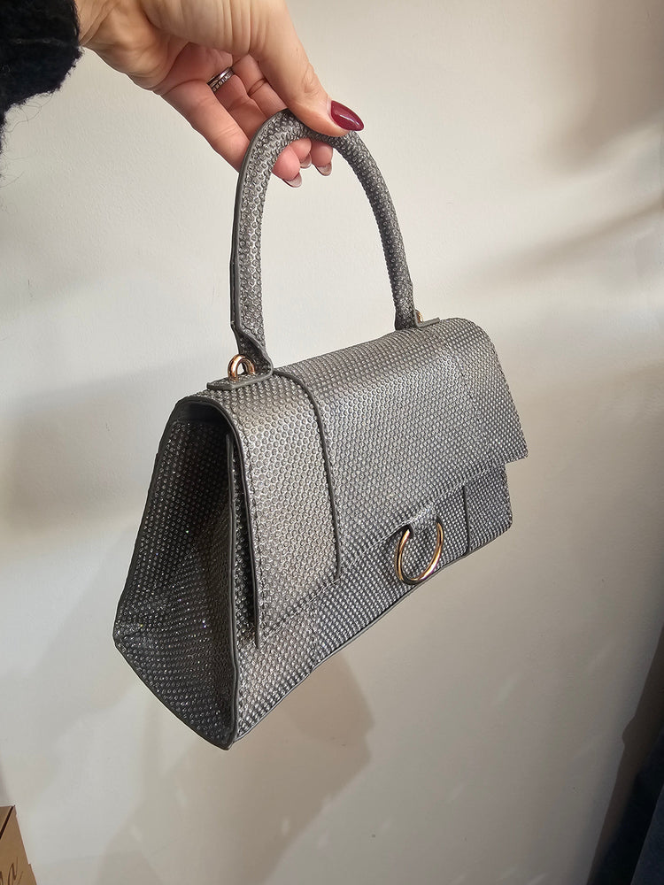 Cindy rhinestone bag in muted light grey