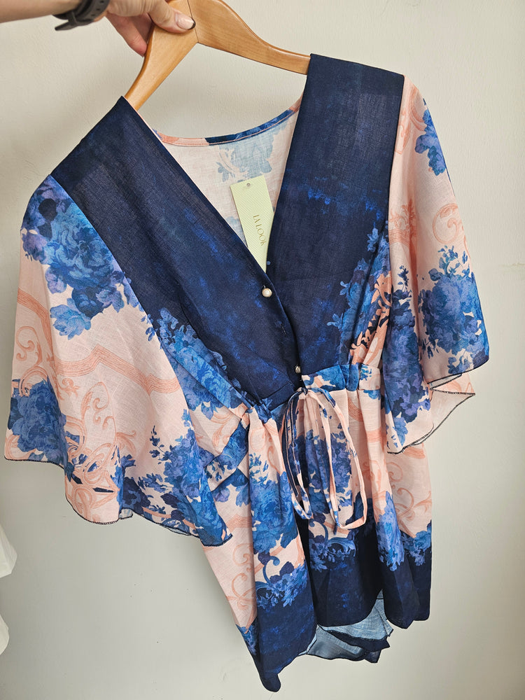 Nancy Tie Waist Playsuit in navy
