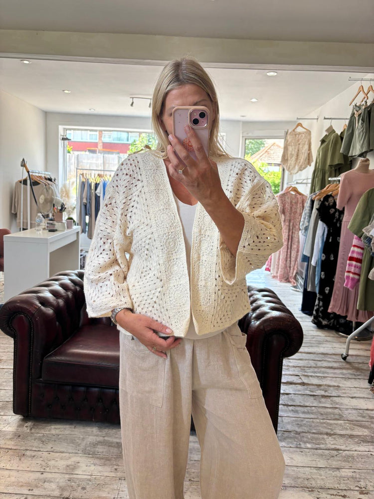 Eleanor Short Crochet Cardigan