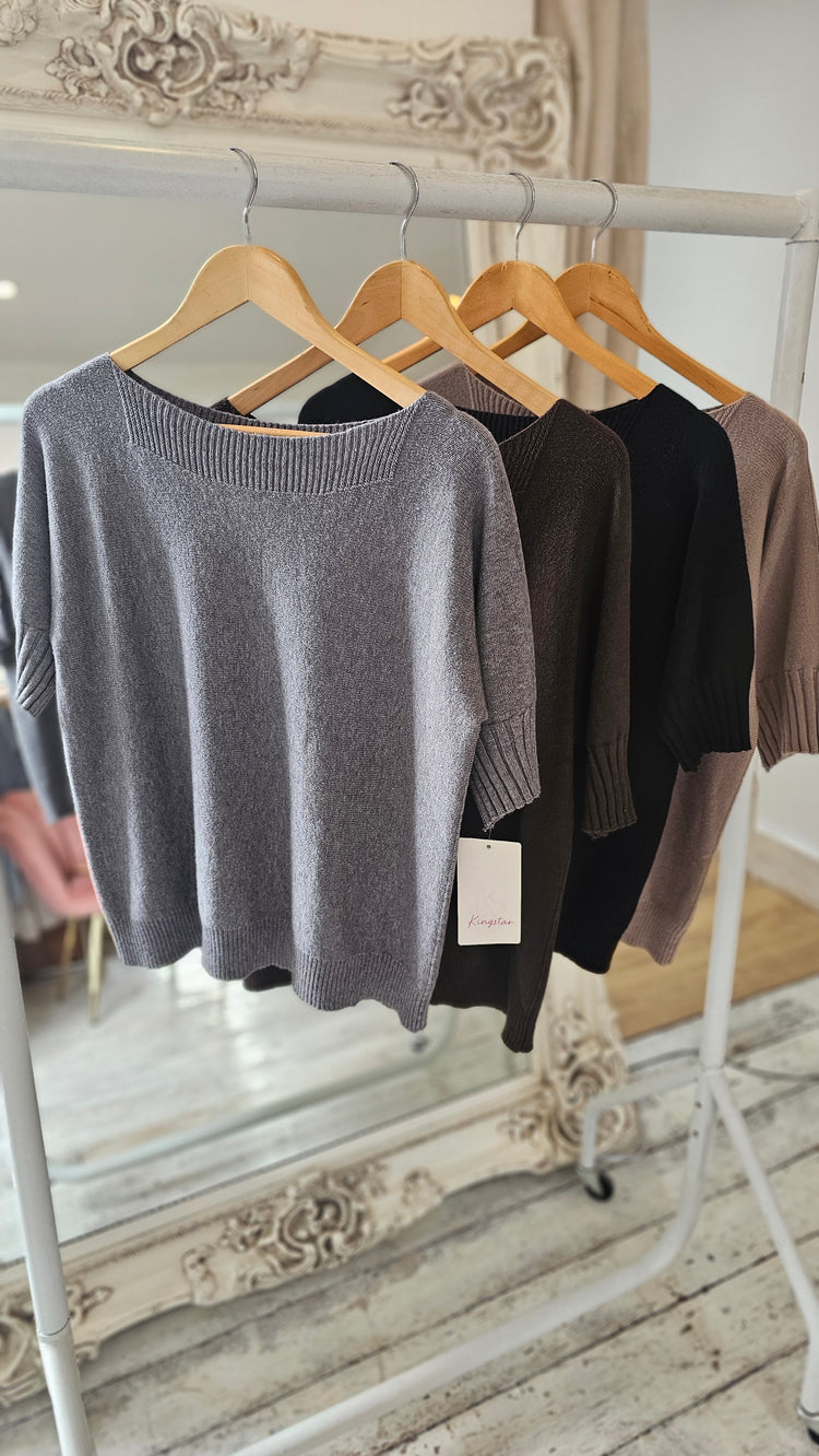 Taylor round neck light knit jumper in grey
