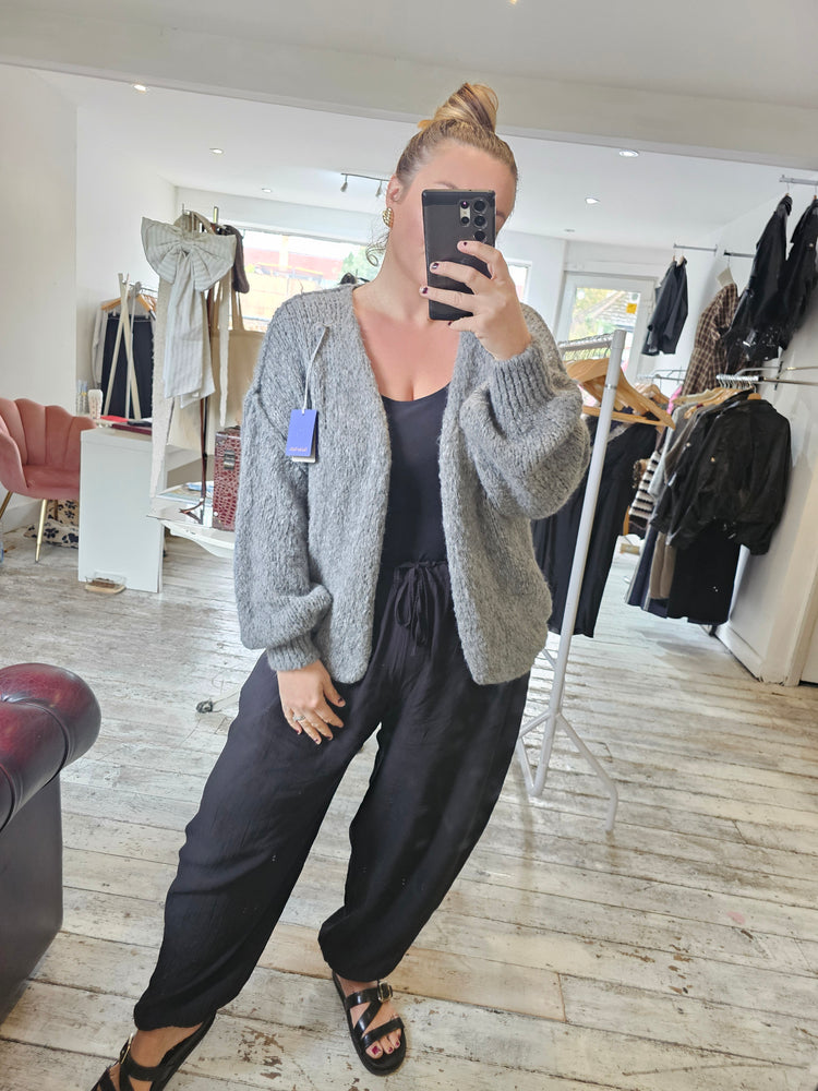 Supersoft grey raised seam cardigan