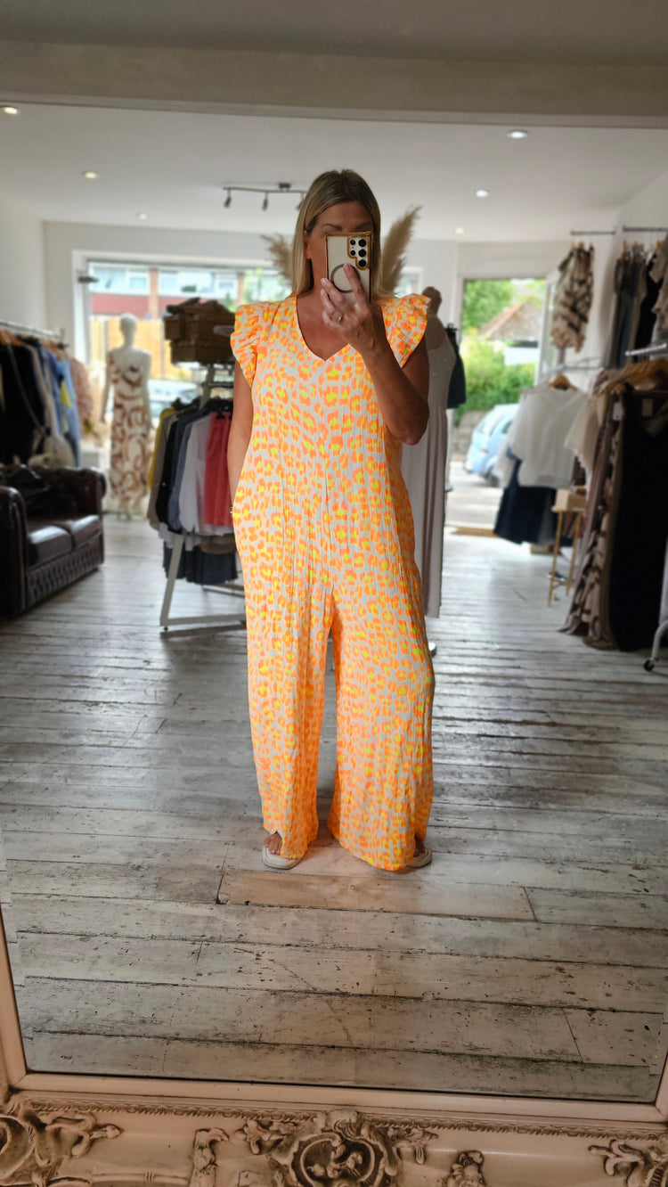 Neon Orange Cheesecloth jumpsuit