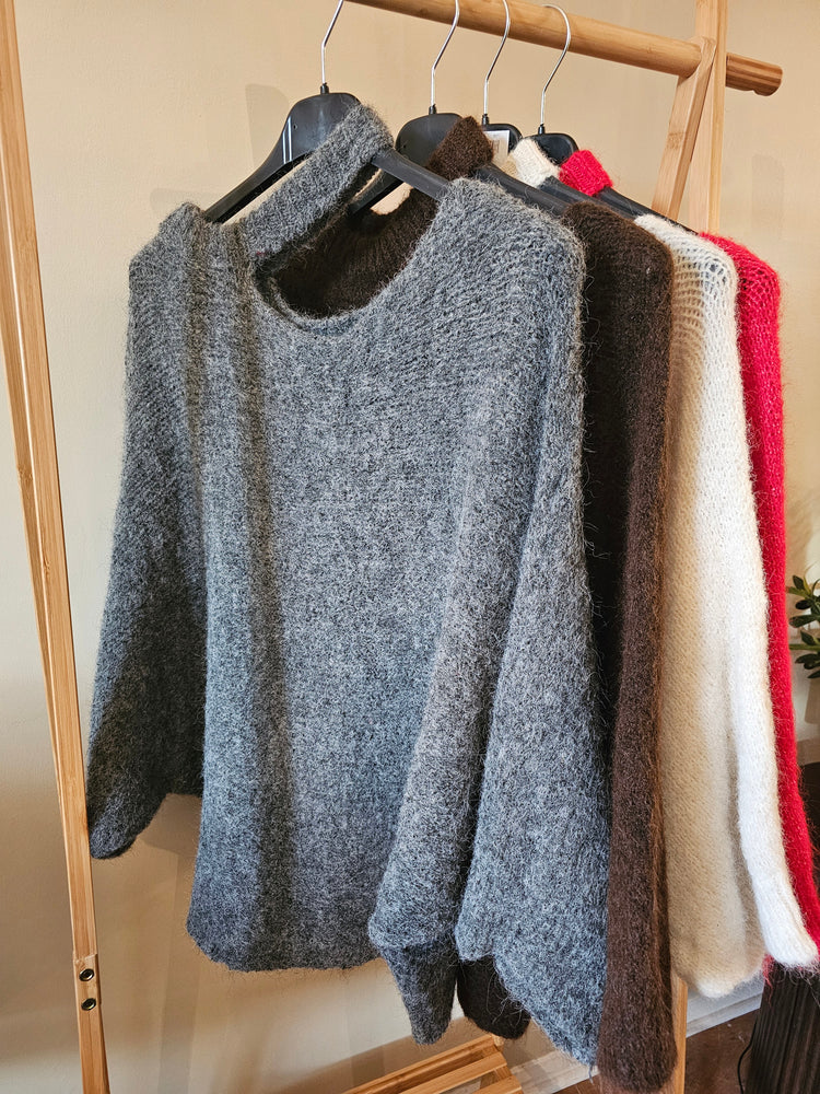 Abbey cut out knit jumper in grey