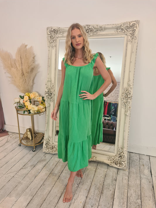 Lily Cheesecloth Midaxi dress in green