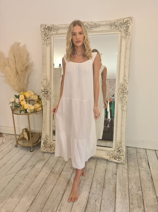 Lily Cheesecloth Midaxi dress in White
