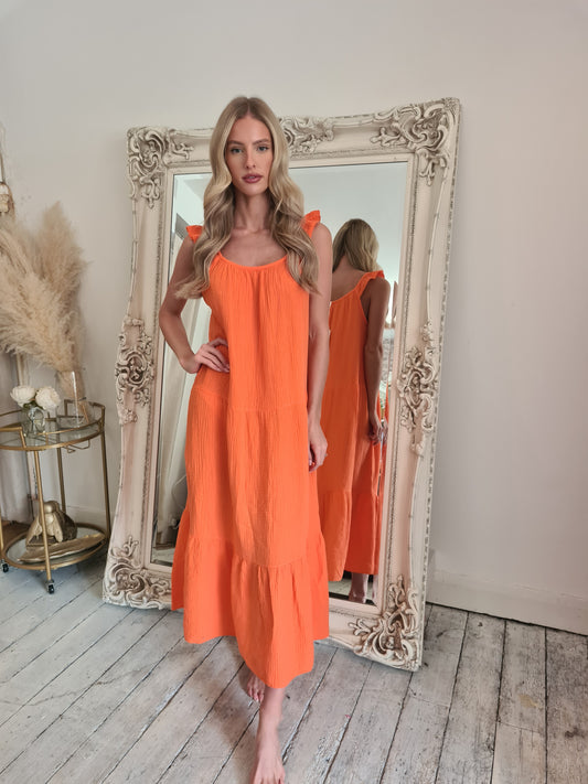 Lily Cheesecloth Midaxi dress in Orange