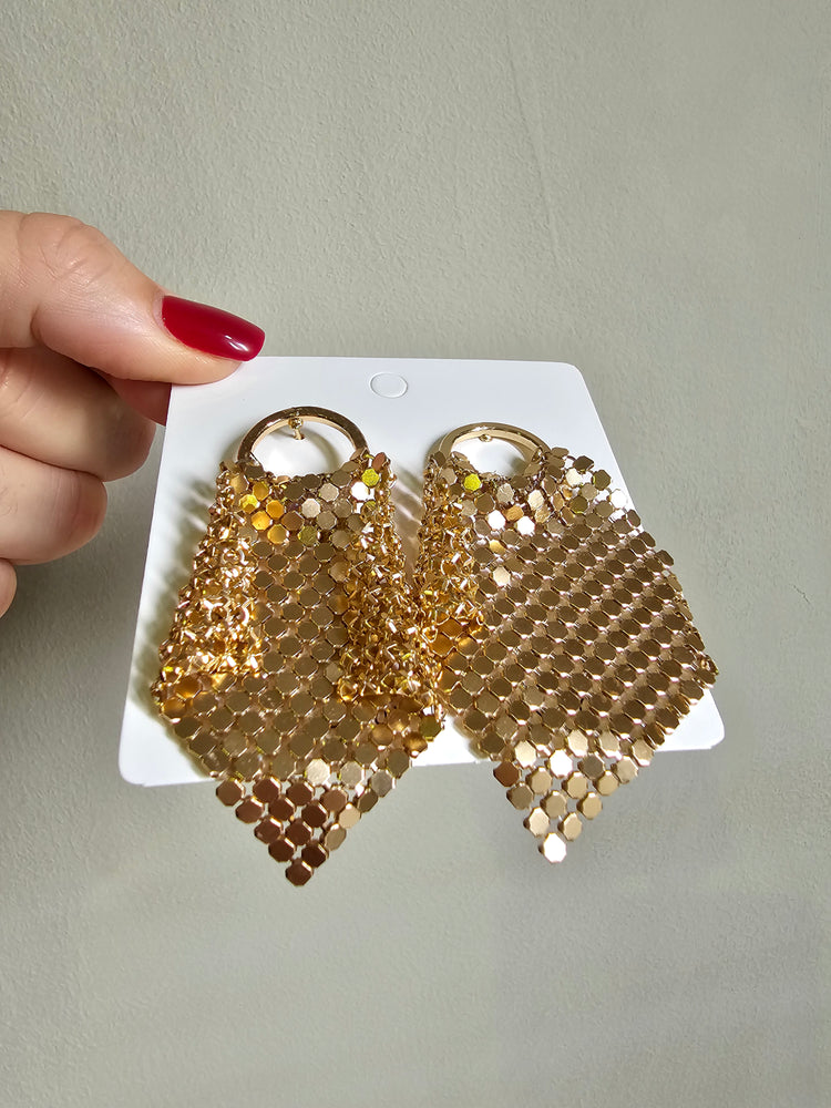 Chain Mail Earrings in gold