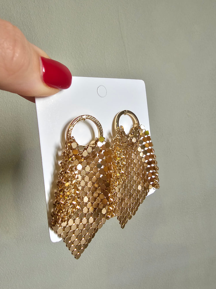 Chain Mail Earrings in gold